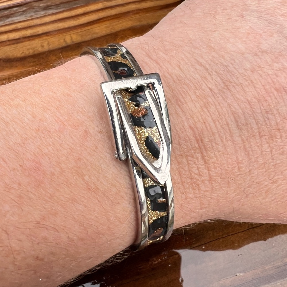 - Leopard Glitter Buckle Silver Cuff! NEW!